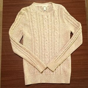 Women's Small LL Bean Cable Knit Double L Sweater